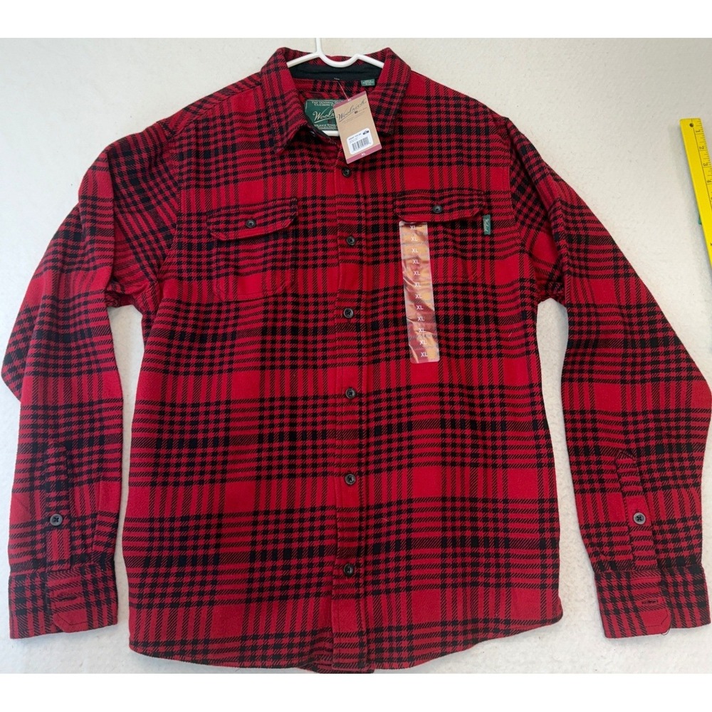 Woolrich Brawny Flannel Shirt Mens XL Red Grid Plaid HMT4623S NWT